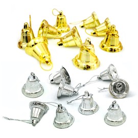 Gold Liberty Bells, 18 Pcs Mini Christmas Jingle Bells Christmas Hanging Ornaments for Christmas Decoration, Christmas Tree Pendant, Crafts Making, Home Decoration (Gold and Silver)