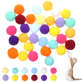 Xthrotsenk 60 Pcs Cat Toy Balls 1-inch Colorful Cat Pom Pom Balls Soft Interactive Cat Balls Cat Play Toy Cat Exercise Toys Cats Interactive Playing Quiet Ball Fuzzy Kitten Ball for Cat Pet