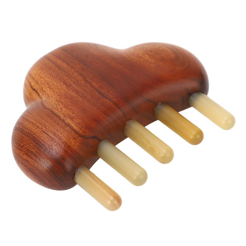 Sandalwood Massaging Comb Lotus Ox Horn Shape Reduce Pressure Wide