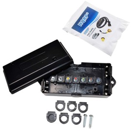 HQRP 7 Way/Pin Electrical RV Trailer Junction Box 7 Gang/Pole Wire Cable Cord Connection Box Color Coded Camper Truck Caravan Rewiring, Waterproof, Dustproof