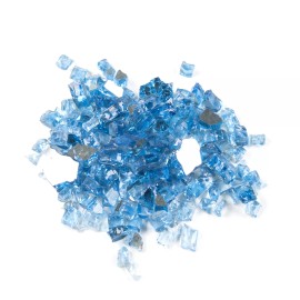 FireGlass VIVID Pacific Blue Reflective Fireglass 1/2" Inch Fireplace / Fire Pit Glass - 40 Pounds