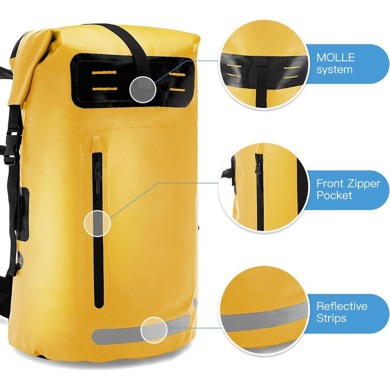 Mochila Impermeable, Bolsa Seca Enrollable Resistente para Kayak, Rafting, canotaje