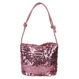 FuninCrea Sequin Handbag Women's Tote Bag, Shoulder Bag Women's Shiny Handbag Women's Small Women's Shoulder Bag Tote Bag with Leather Shoulder Strap for Party Wedding Evening Dates, pink