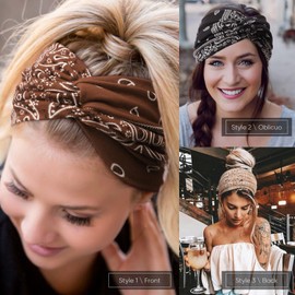 DRESHOW 4 Pack Turban Headbands for Women Wide Vintage Head Wraps Knotted Cute Hair Bands Accessories