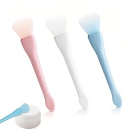 3 PCS Silikon Gesichtsmasken Pinsel, Maskenpinsel Silikon Schlamm Maske Applikator Flexible Masken Pinsel Diy für Hautpflege,Gesichtsmasken,Reinigungsmaske (weiß+rosa+blau)