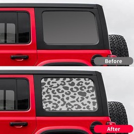 2PCS Universal Rear Window Leopard Cheetah Decals Fit for Most Car SUV Trucks,Matte Black Leopard Cheetah Exterior Vinyl Stickers with Free Installation Tools.