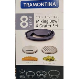 Tramontina 8 Piece Stainless Steel Mixing Bowl and Grater Set with Lids