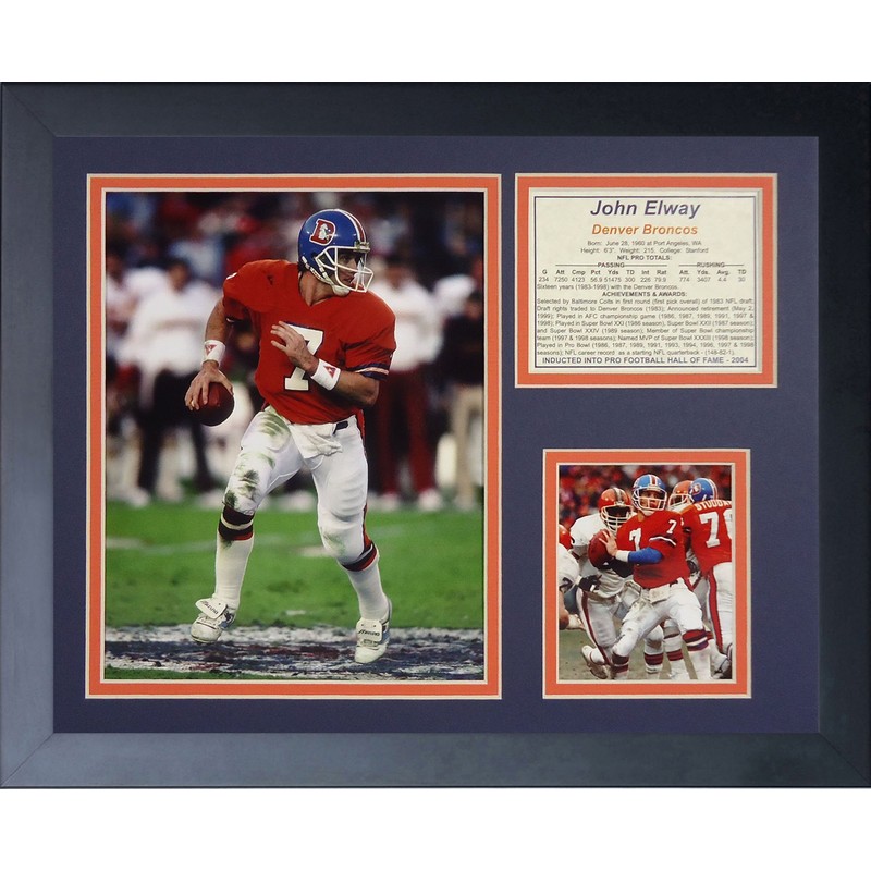 Legends Never Die John Elway Framed Photo Collage, Orange, 11x14-Inch,