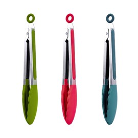 Silicone Food Tongs 7-Inch – Heat Resistant Stainless Steel BBQ with Non-Slip Grip – Kitchen Cooking Tongs for Ice Cubes, Grilling, Salad, Serving, Baking, Frying