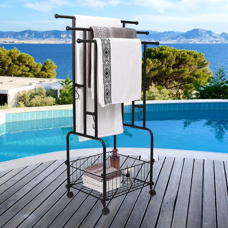 42" Tall Bathroom Towel Rack, Standing Towel Racks, 3 Tier