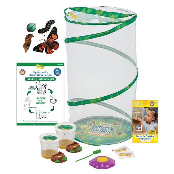 Insect Lore Butterfly Pavilion with 2 Live Cups of Caterpillars and Butterfly Life Cycle Stages