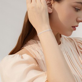 SUNSH Women's Bracelet Sterling Silver Women Double Sterling Silver Beaded Bracelet Women Gift Christmas Birthday Gift for Mother Daughter Sisters Friend, Bead