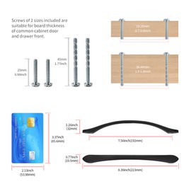 LIMUR 6 Pack Cabinet Pulls Matte Black 7.5 Inch（192 mm） Hole Center Cabinet Handles Drawer Pulls Drawer Handles Wardrobe Handle Dresser Pulls Kitchen Hardware for Cupboard Cabinet Handles