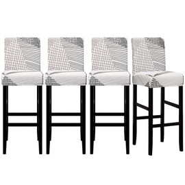 Lellen Jacquard Bar Chair Stool Cover - 4 Pack Stretch Chair Slipcover Pattern for Short Swivel Dining Chair-Counter Height Side Chairs (10)