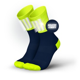 INCYLENCE High Viz Running Socks with Reflectors - Functional and Breathable for Maximum Visibility - 1 Pair, V3 Blue Canary