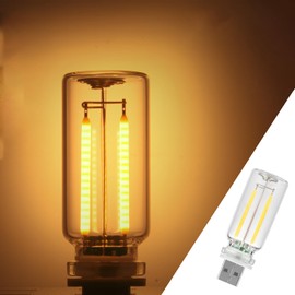 1 Pack Car LED Lights Interior, USB Light for Car Decor & Bedroom, Touch Dimmable Ambient Lighting, Mini Glass Bottle Night Light for Camping Gifts-Yellow