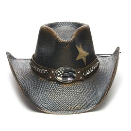 Stampede Hats Men's Land of Liberty Lone Star Chain Western Hat M Black