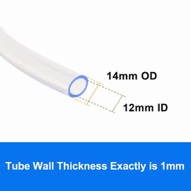 QuQuyi PVC Vinyl Tubing Lightweight Grade Clear Plastic Tube, 12mm ID X 14mm OD PVC Tube Flexible Plastic Hose Line Pipe Oil Resistant Multipurpose Vinyl Hose, BPA Free，16.4FT