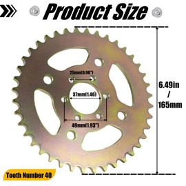 40T Steel Rear Sprocket #40/41/420, 6-Hole Fits CT100U/CC100X - Made for Mega Moto MMB80, & Baja DB30, Also Compatible with Motovox MBX10 Mini Bike - High-Strength Replacement Sprocket for Mini Bike