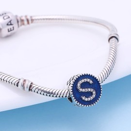 SOUKISS Solid 925 Sterling Silver Letter Beads Complete A~Z Gift Options Alphabet Charm Fit European Bracelets, Sterling Silver