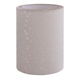 Aspen Creative 31623,Hardback Drum Contemporary Spider Lamp Shade/Sliver Snowflakes Printing Linen Fabric. 8" Top x 8" Bottom x 11" Height.