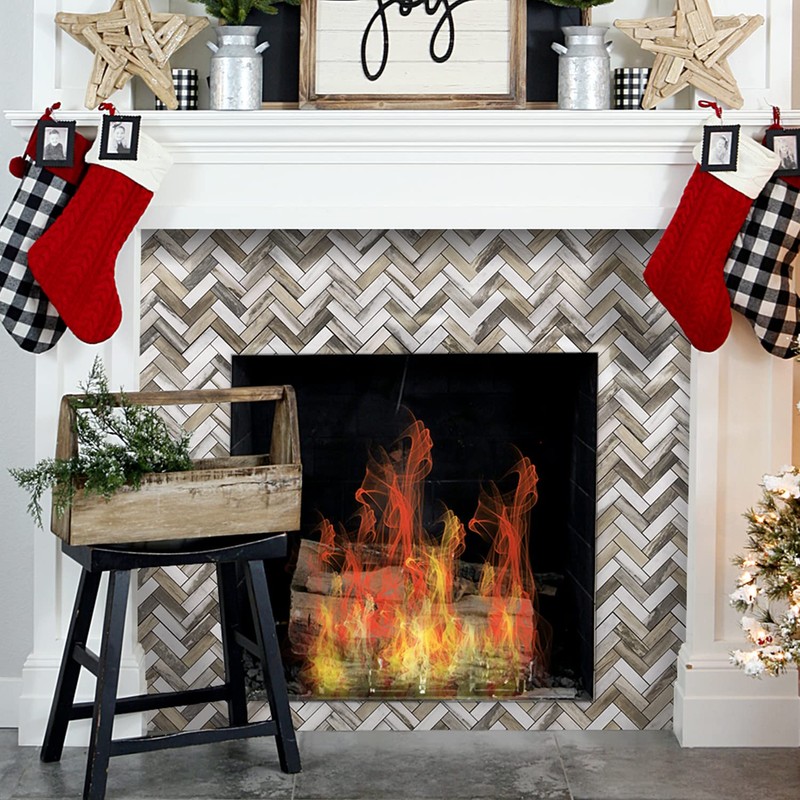 STICKGOO Herringbone Peel and Stick Backsplash, 10 Sheets PVC Kitchen