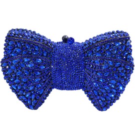 Handmade Inlay Rhinestone Bow Clutch Bag for Women, Sparkling Evening Party Wedding Purse with Detachable Pearl Chain Strap