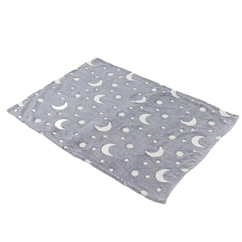 1.5x2m Luminous Blanket Double Side Flannel Star Moon Design Soft