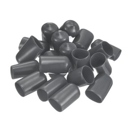 sourcing map 50pcs Rubber End Caps 13.5mm(1/2") ID Vinyl PVC Round Tube Bolt Cap Cover Screw Thread Protectors Dark Grey
