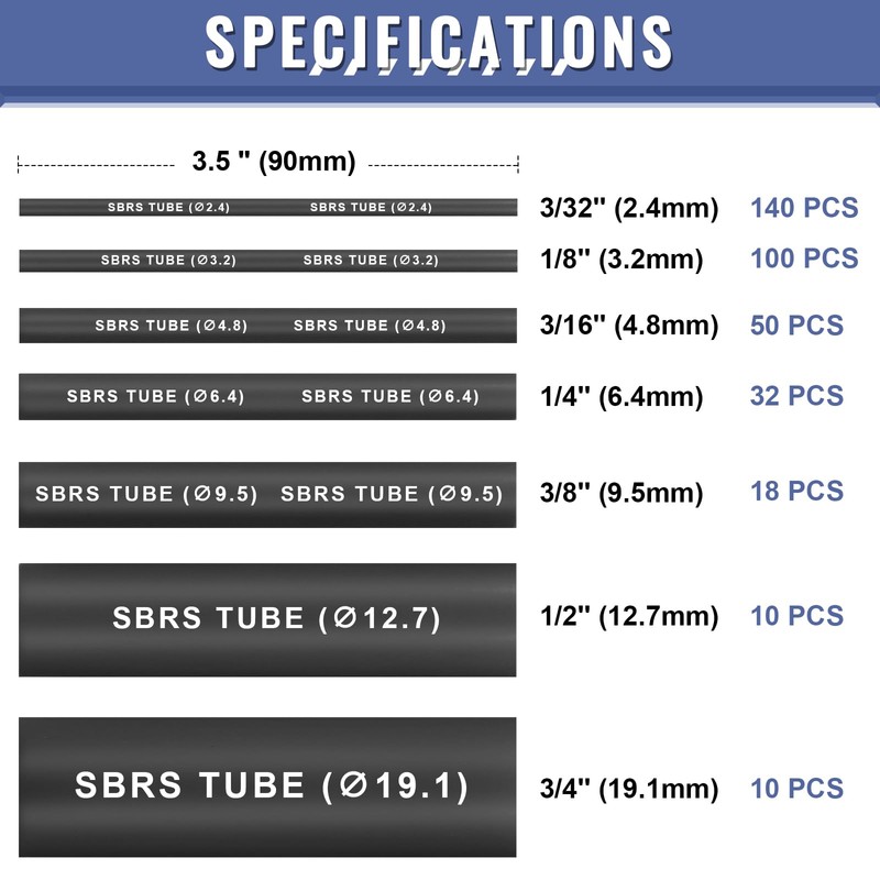 Heat Shrink Tubing Kit - Sopoby 3:1 Ratio Adhesive Lined,