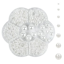 Pack of 1150 Cream Beads, 3/4/5/6/8/10/12 mm White Round Beads for Threading DIY Set Beads for Bracelets, Faux Pearls with Hole for DIY Necklaces, Earrings, Rings, Jewellery Crafts