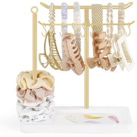 Dahey - Soporte para diadema multifuncional, organizador de accesorios para el cabello, exhibición de horquillas, pinzas y coleteros, soporte de metal para joyería, elegante decoración para dormitorio