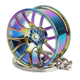 KOYOKOMA Key Chain, Wheel, Key Ring, Car Parts, Miniature, Key, Carrying, Rainbow