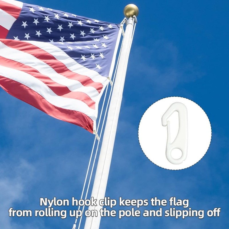 Adiwo 20 PCS Flag Pole Clip, Nylon Flagpole Clamp, Snap