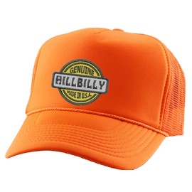 Genuine Hillbilly Trucker Hat Embroidered Adjustable Snapback (Neon Orange)