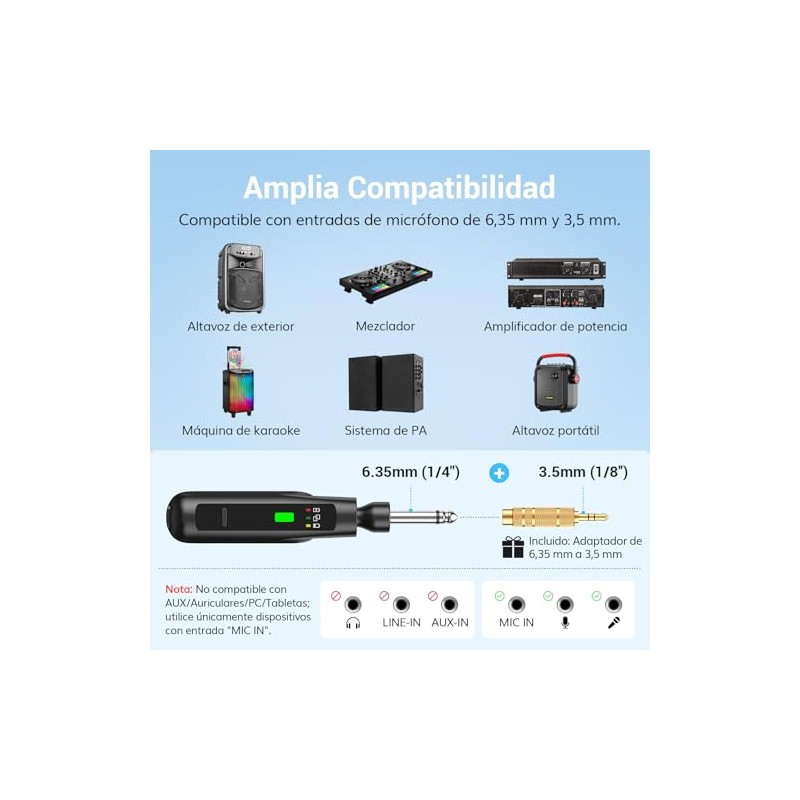 TONOR Microfonos Dinámicos Inalámbricos Recargables, Sistema Micrófonos de Mano con