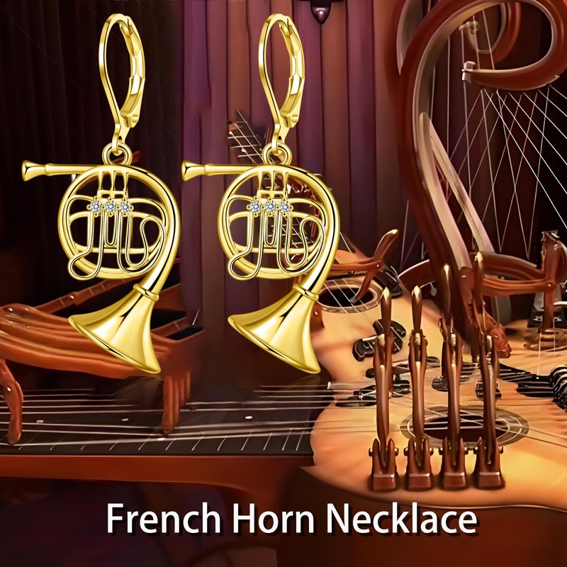 TALYKONG Gold Plated French Horn Earrings for Women Dangle