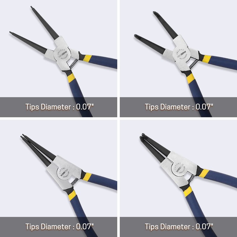 WISEPRO Snap Ring Pliers Set 7 Inch Heavy Duty External/Internal