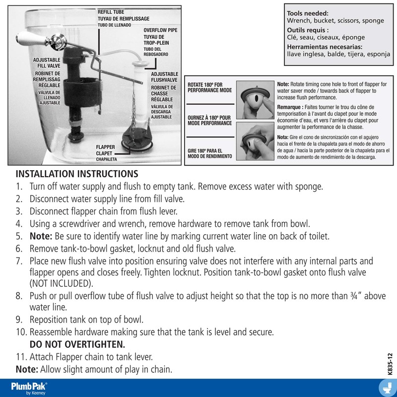 Plumb Pak, Green K835-12 Toilet Flush Valve, 3, Size