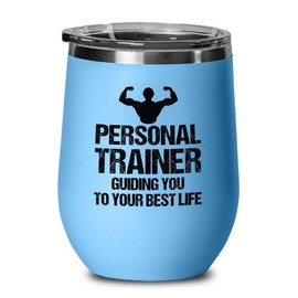 Luxe Gifting Personal Trainer Blue Edition Wine Tumbler 12oz - Personal Trainer - Fitness Instructor Workout Coach Exercise Lover Cardio Lover Gym Coach