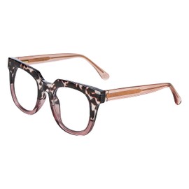 Peepers by PeeperSpecs Women's Showbiz Soft Square Blue Light Blocking Reading Glasses, Gray Tortoise/Pink, 50 + 2.5