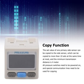 Manómetro Digital Medidor de Válvula Antichoque Preciso 0 a -101 KPa 12-24 V CC para Monitorear el Valor Establecido de Copia de Carcasa de ABS Estable de Gas de Aire con 4 Metros