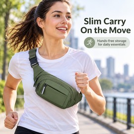 Running Waist Bag with Zippered Pockets – Slim Travel Money Belt with Adjustable Strap