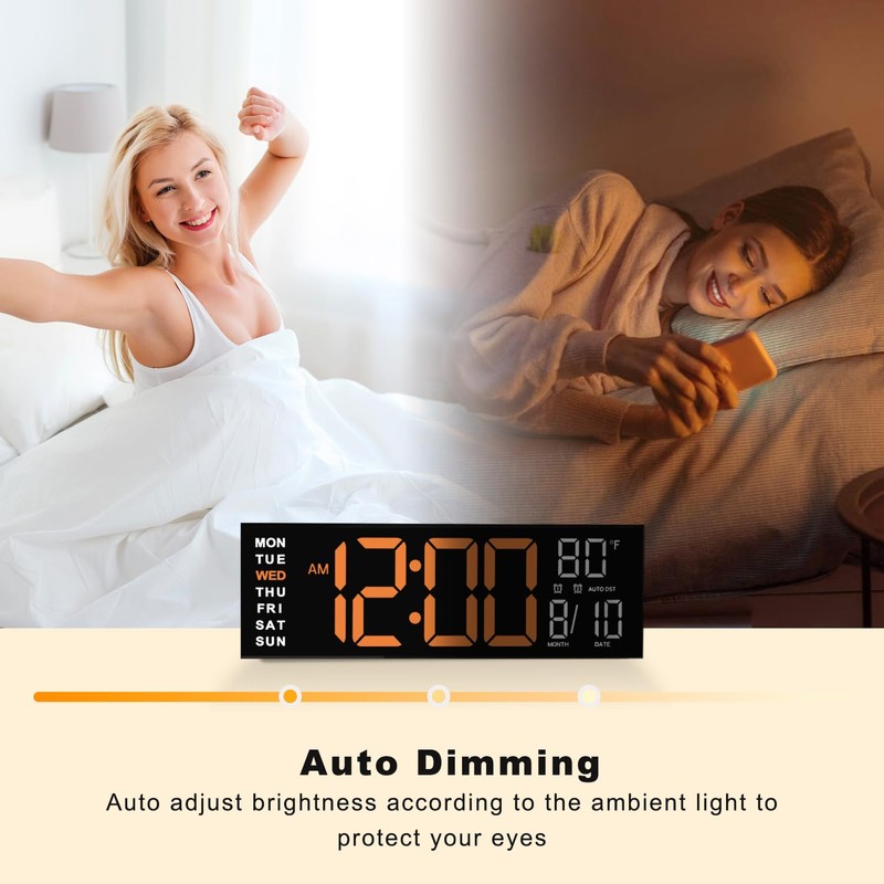 JALL 16" Large Digital Wall Mount Clock, Count Down Timer,