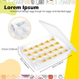 Sunnychicc 2 Pcs Deviled Egg Carrier with Syringe Stackable Clear Egg Holder with Lid for Refrigerator for 48 Eggs Countertop Portable Egg Dispenser Plastic Deviled Egg Storage Containers Tray