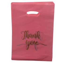 FEIYING Gift Bags 100pcs Plastic Convenient Bags Pink Plastic Shopping Bags Thickened Plastic Bags, Pink, Medium