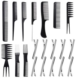 Faburo 20 PCS Hair Combs Set Hair Stylists Hir Cips Professional Styling Comb & Care Clip Set, Anti-static Barber Comb Hair Dying Accessories Men Women Salon & Home