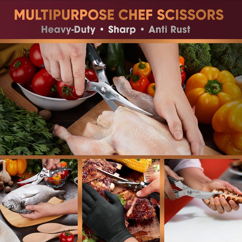 Heavy Duty Poultry Shears | Food Grade Stainless Steel Scissors