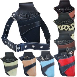 Hair Scissor Holster, Hairdressing Pouch Barber Shears Holster Hairdressing Salon Scissors Kit Bag Scissors Holder Pouch for Hair Stylist Clips Waist Shoulder Belt (Brown)