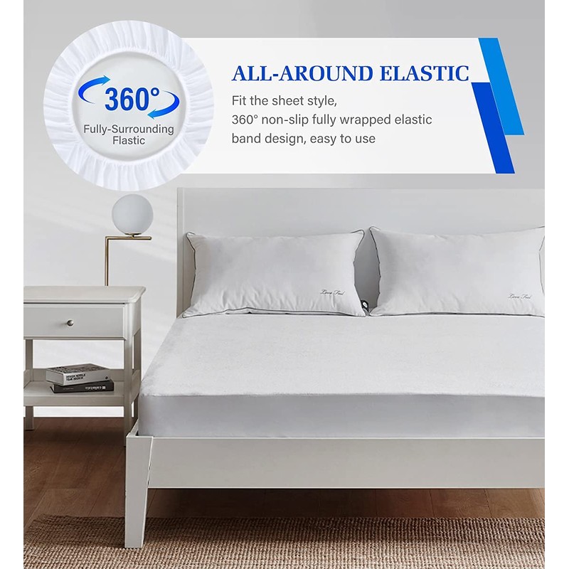Queen Mattress Protector Noiseless,Mattressprotector Queen,Waterproof Mattress Cover Soft Breathable Cotton